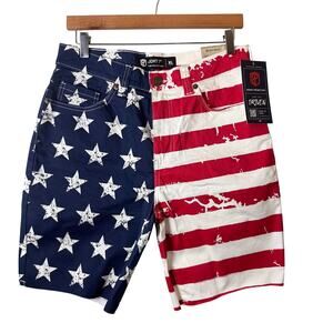 Born Primitive Flex Stretchy Jort 7" American flag print Men’s XL Shorts